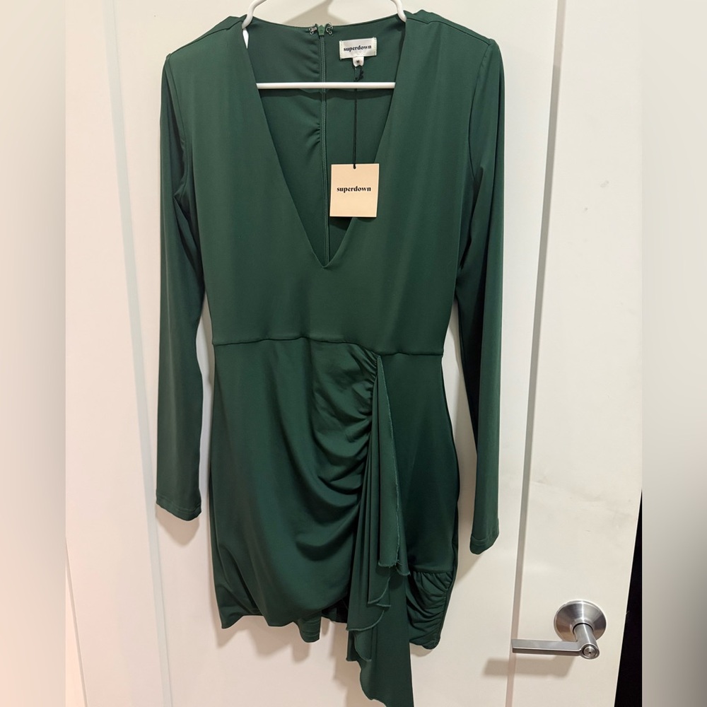 Superdown Deep Green Long Sleeve Dress